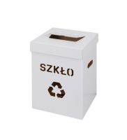 bialy maly kosz eko do segregacji szklo 300x300x420