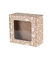 pudelko fasonowe z okienkiem 200x200x100 mm z bialym nadrukiem wielkanoc