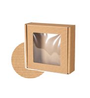 pudelko fasonowe z okienkiem z otwartej fali 200x200x50 mm  falistej