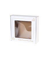 pudelko fasonowe z okienkiem bielone z nadrukiem komunijnym 200x200x50 mm