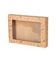 pudelko fasonowe z okienkiem nadruk serca i liscie 350x250x50 mm
