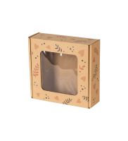 pudelko fasonowe z okienkiem nadruk serca i liscie 150x150x50 mm