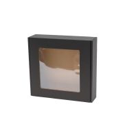 czarne pudelko fasonowe z okienkiem 200x200x50 mm