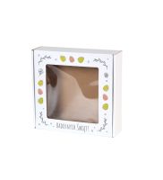 pudelko fasonowe z okienkiem bielone 200x200x50 mm z nadrukiem radosnych swiat wielkanoc