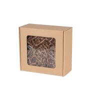 pudelko fasonowe z okienkiem 200x200x100 mm z wypelniaczem w kolorze naturalnym