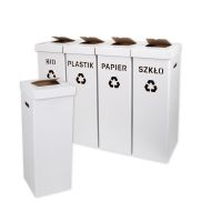 zestaw koszy bialych wysokich 90 cm do segregowania smieci uniwersalny bio papier plastik szklo jeden gratis