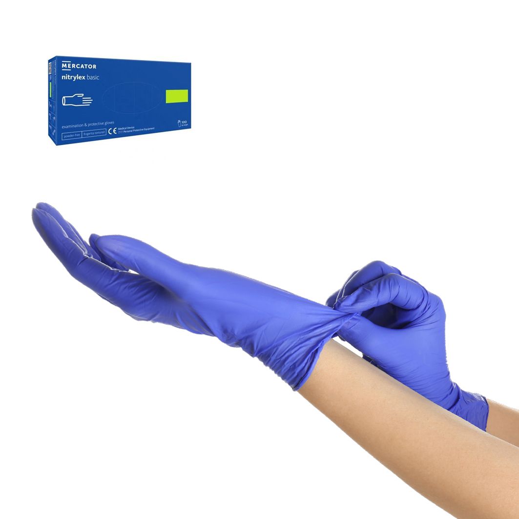 Niebieskie rękawiczki nitrylowe rozmiar S