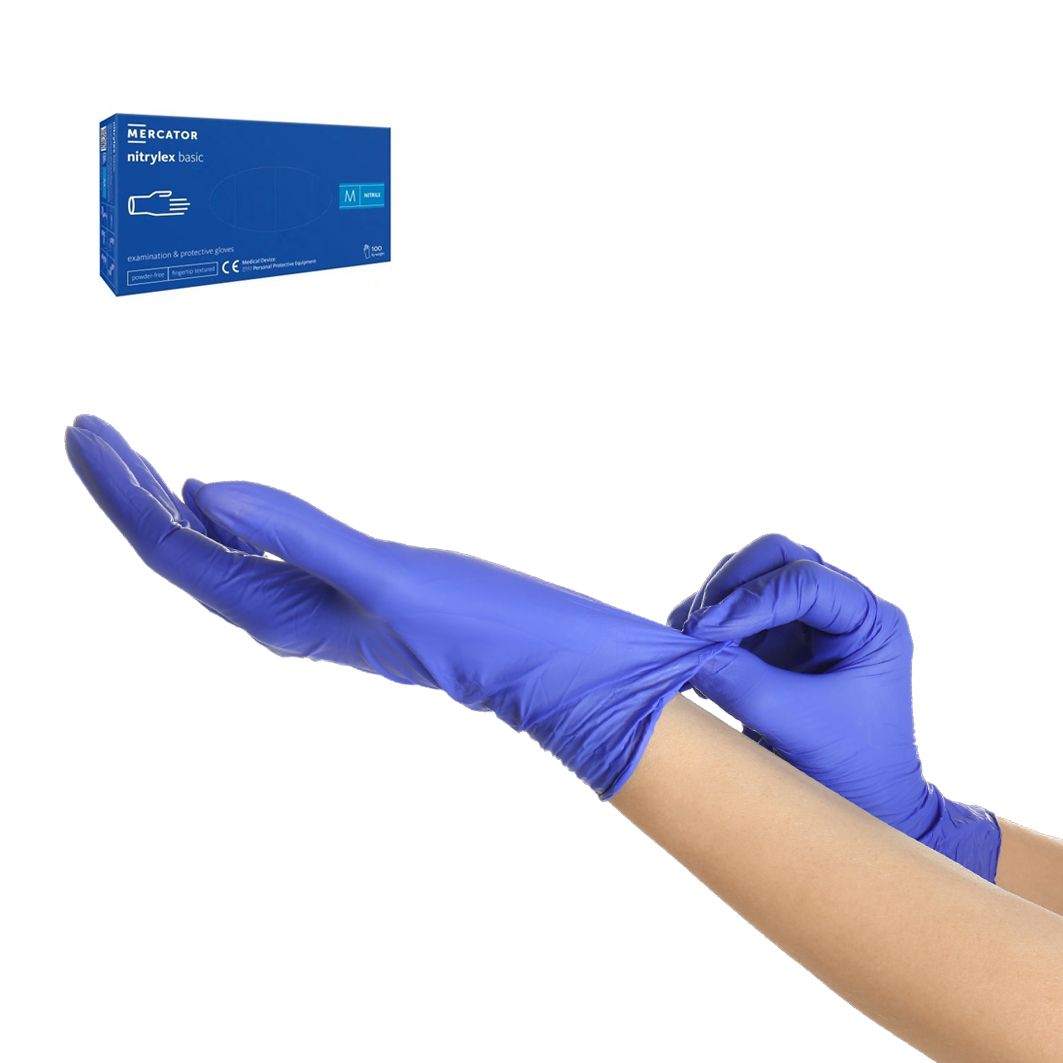 Niebieskie rękawiczki nitrylowe rozmiar M
