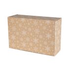 opakowanie swiateczne fasonowe Fefco 0421 wymiary zewnetrzne 375x245x140 mm z bialym nadrukiem sniezynki