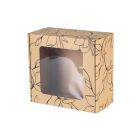 pudelko fasonowe z okienkiem 200x200x100 mm z czarnym nadrukiem kwiaty