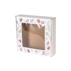pudelko fasonowe z okienkiem bielone nadruk tulipany 200x200x50 mm