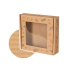 pudelko fasonowe z okienkiem z otwartej fali nadruk serca i liscie 200x200x50 mm