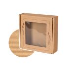 pudelko fasonowe z okienkiem z otwartej fali nadruk tulipan 200x200x50 mm