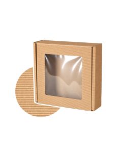 pudelko fasonowe z okienkiem z otwartej fali 200x200x50 mm  falistej