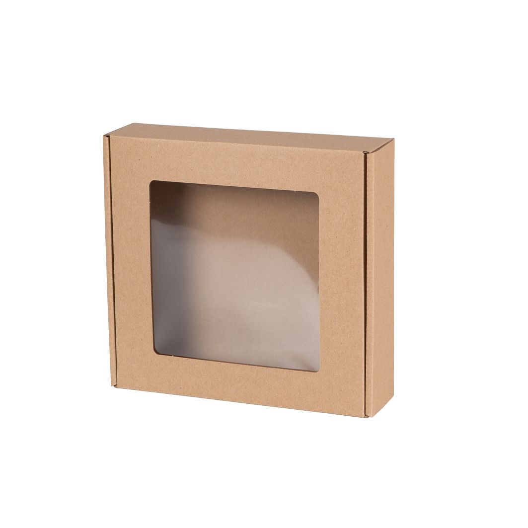 Pudełka fasonowe z okienkiem 200x200x50-Naturalny
