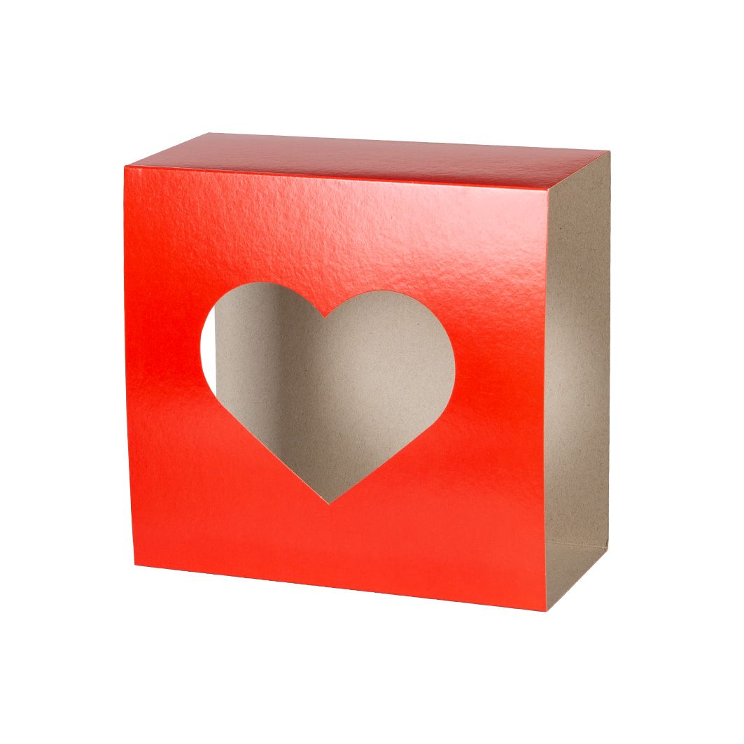 Obwoluta SERCE do pudełka z okienkiem 200x200x100-Serce czerwone