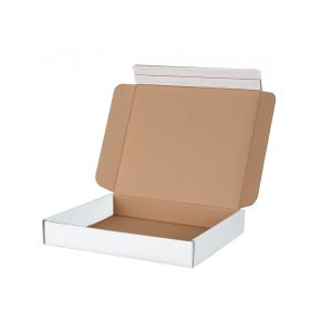 Pudełko wysyłkowe fasonowe Ecommerce bielone białe  paski klejowe